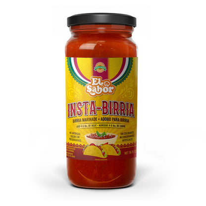 Gourmet Birria Mix | Instabirria 16 fl oz glass jar to make birria stew, birria tacos, and quesabirrias | Make over 40 tacos | No extra ingredients required | Birria adobo mix for 6 lbs of meat | Easy to use just add meat and water