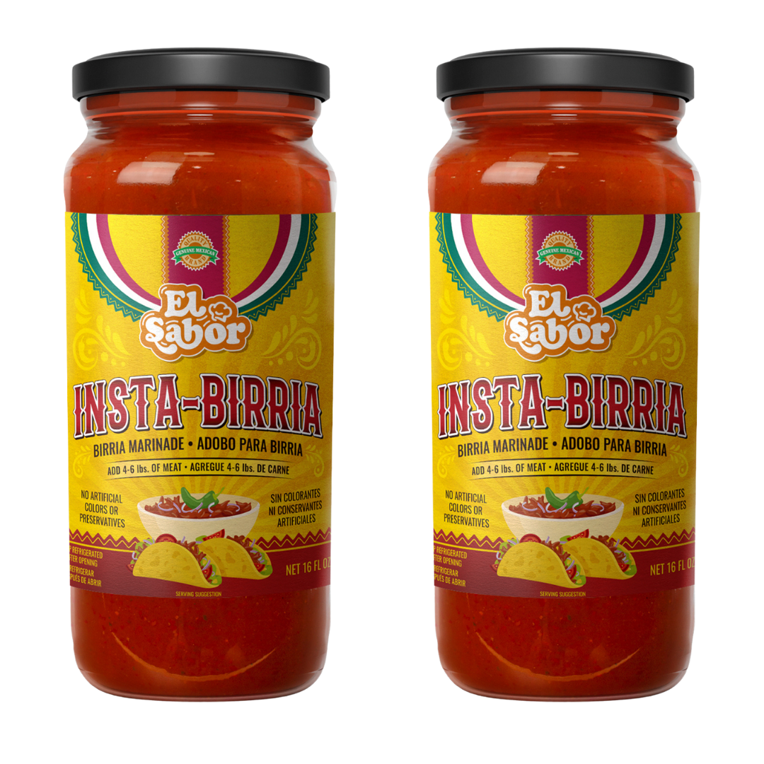 Gourmet Birria Mix | Instabirria 16 fl oz glass jar to make birria stew, birria tacos, and quesabirrias | Make over 40 tacos | No extra ingredients required | Birria adobo mix for 6 lbs of meat | Easy to use just add meat and water