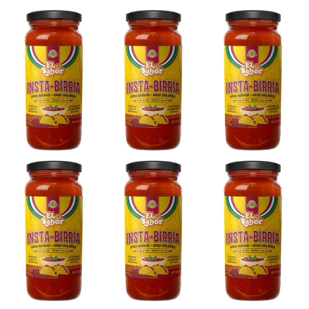 Gourmet Birria Mix | Instabirria 16 fl oz glass jar to make birria stew, birria tacos, and quesabirrias | Make over 40 tacos | No extra ingredients required | Birria adobo mix for 6 lbs of meat | Easy to use just add meat and water